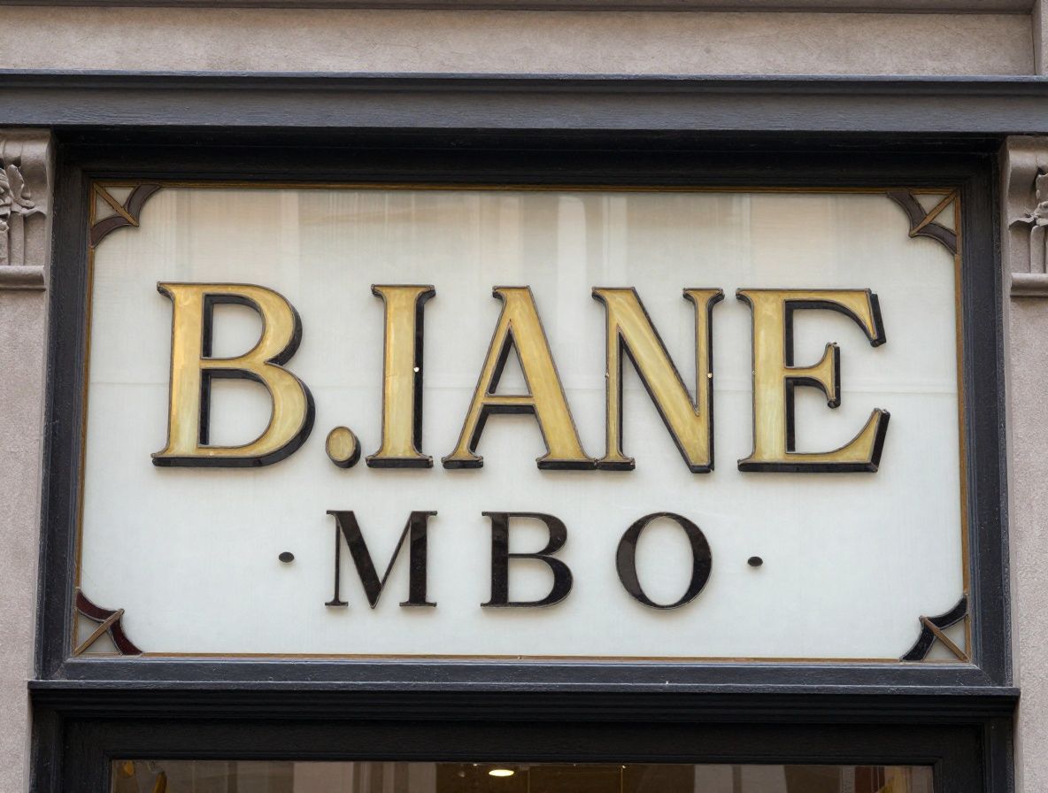 Декоративные витражные буквы в стиле ар-нуво на старинной вывеске антикварного магазина в Нью-Йорке