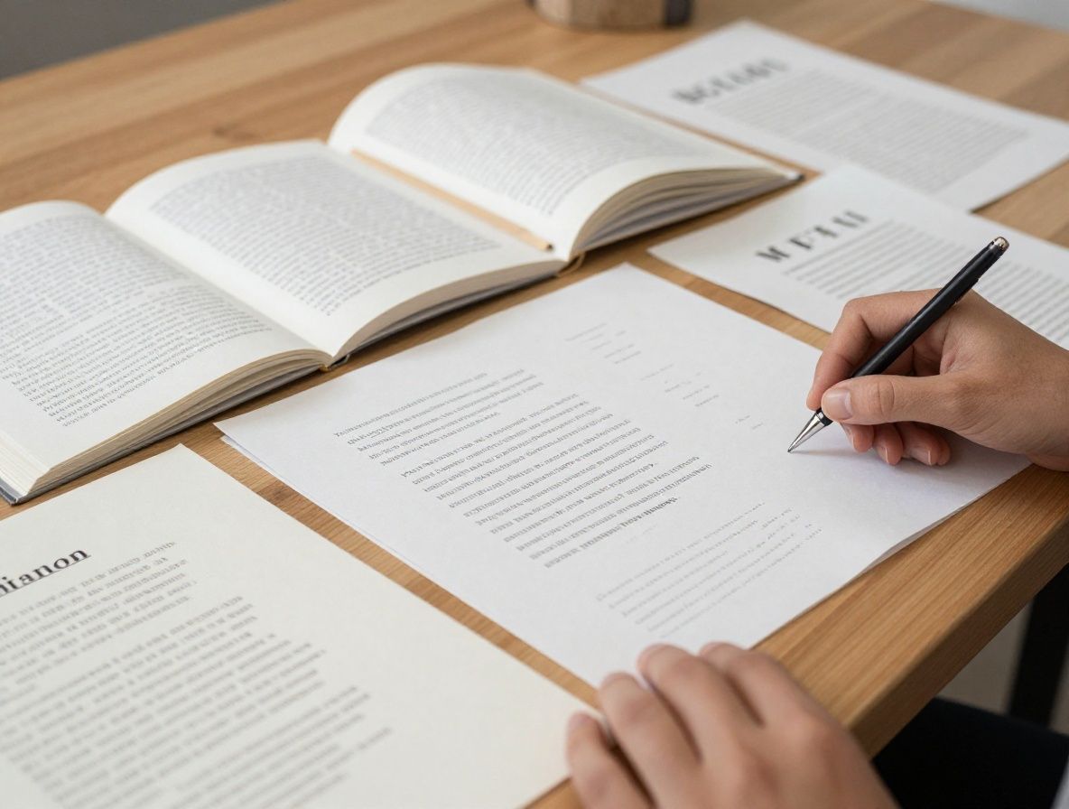 Открытые книги о типографике и дизайне шрифтов разложены на светлом деревянном столе в студии дизайнера, рядом образцы шрифтовых листов